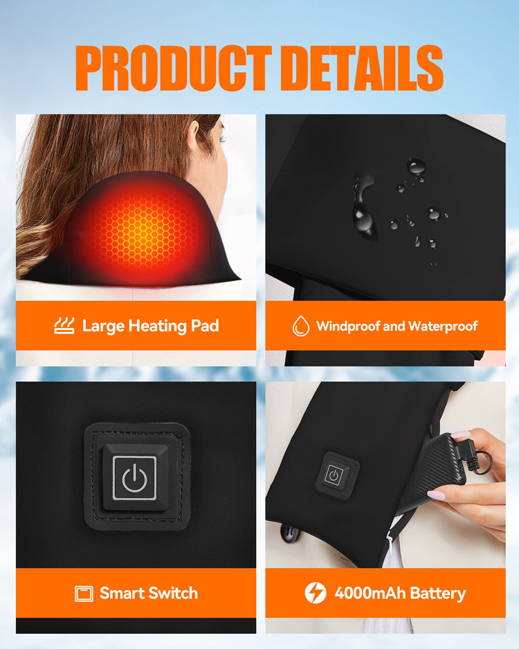 Unisex Heated Scarf Neck Heating Pad USB Rechargeable Warm Heated Scarfs