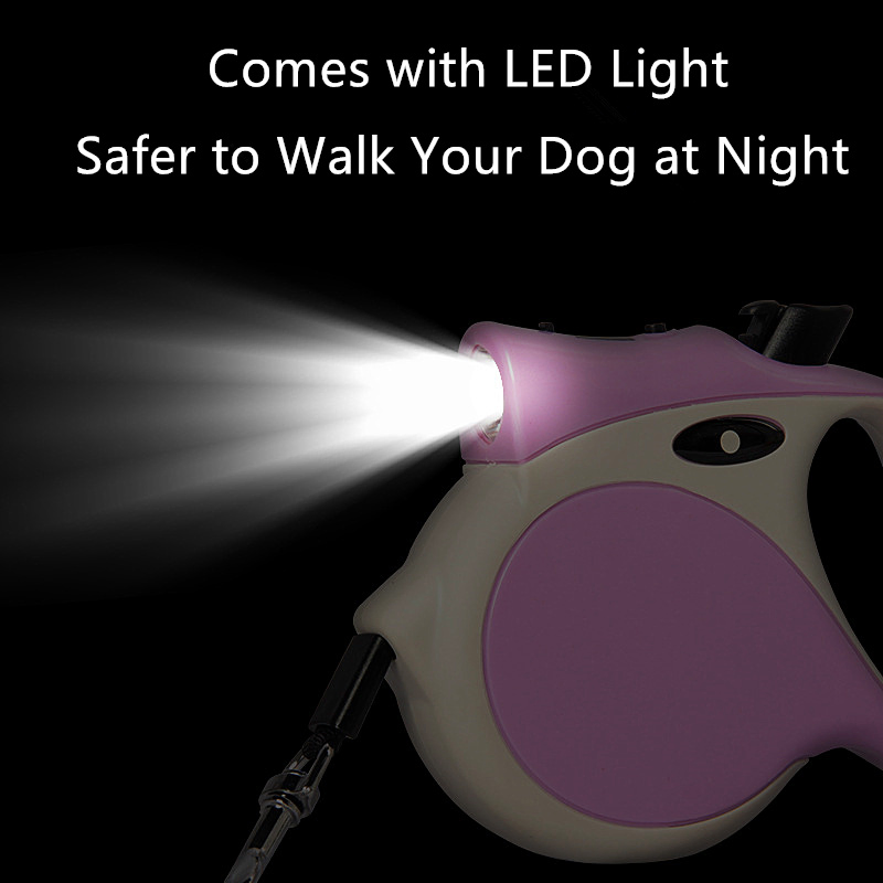 Retractable Nylon Walking Pet Cat Training LED Strip Dog Rope Leash