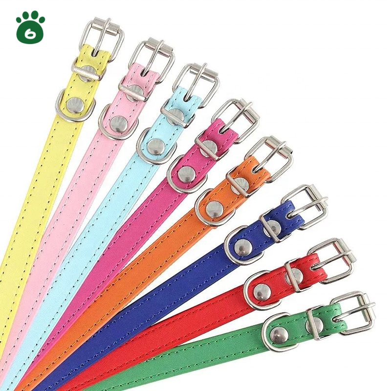 Hot Selling Solid Color PU Pet Collar Adjustable Waterproof