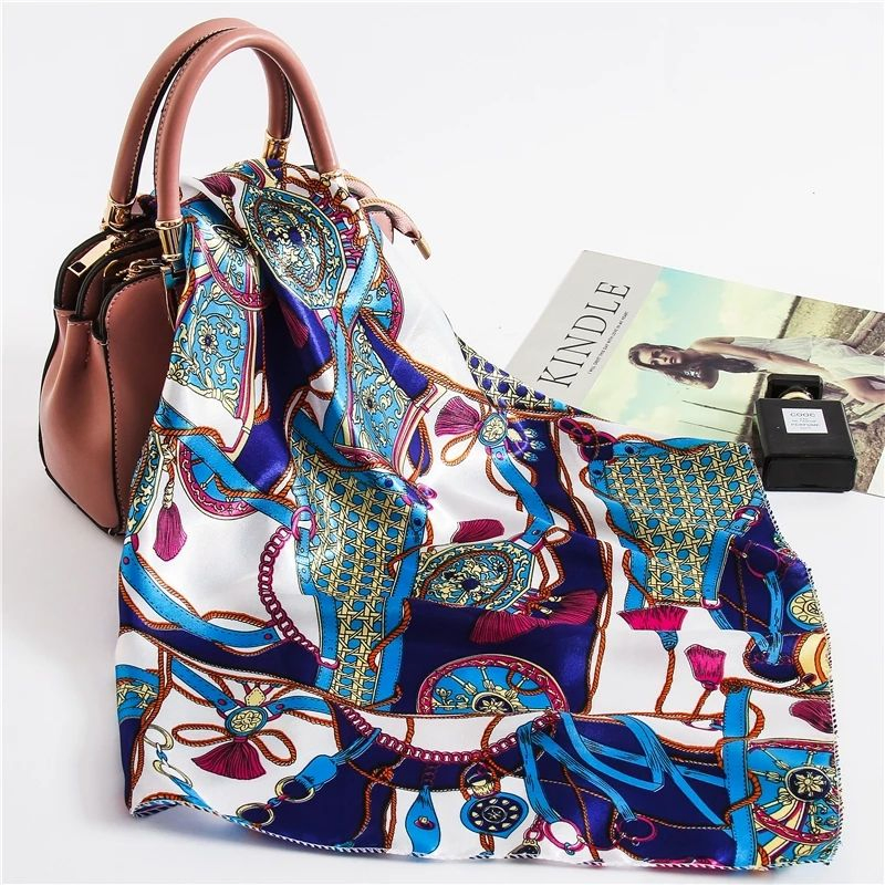 Custom Women Square Satin Scarf 55*55 Cm Neck Hair Customized Silk Scarves