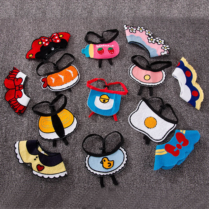 Adjustable Saliva Towel Small Pet Bandana Hand-Woven Knitted Cute Dog