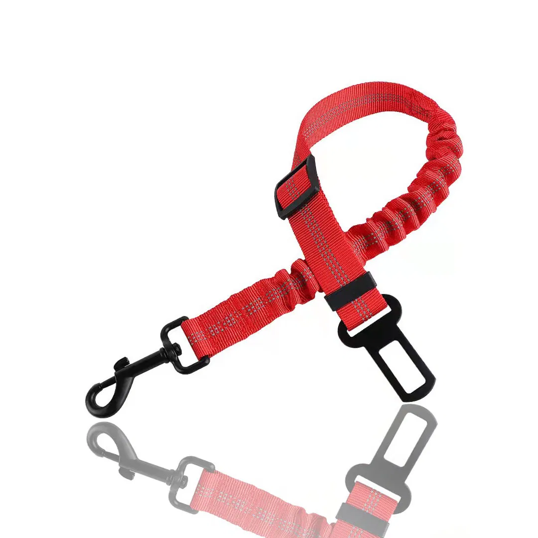 Hanyang New Nylon Reflective Retractable, Adjustable Shock Absorbing Seat Belt Pet Safety Seat Belts with Elastic Bungee Buffer and Restraint for Vehicle