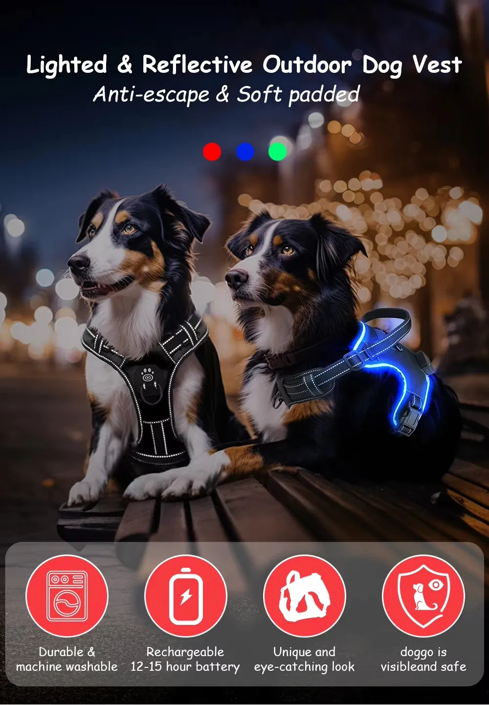 LED Dog Harness Detail 1