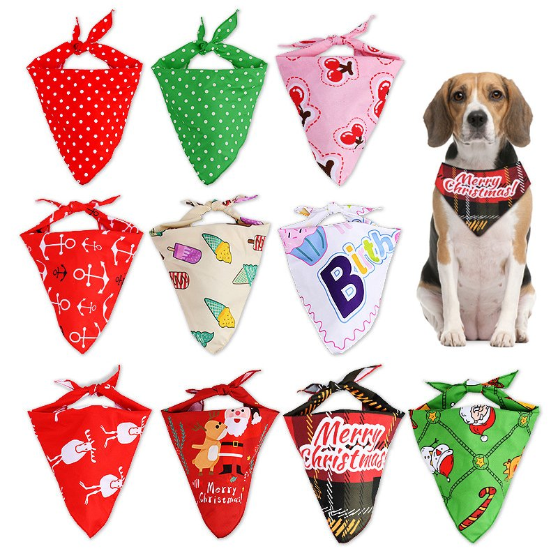 New Popular Pet Accessories Christmas Colorant Match Dog Slobber Cat Neck Triangular Scarf