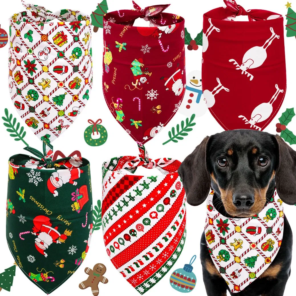 Dog Christmas Triangle Scarf Amazon Hot Sale Pet Triangle Scarf Cotton Pet Neck Scarf Factory Direct Sales