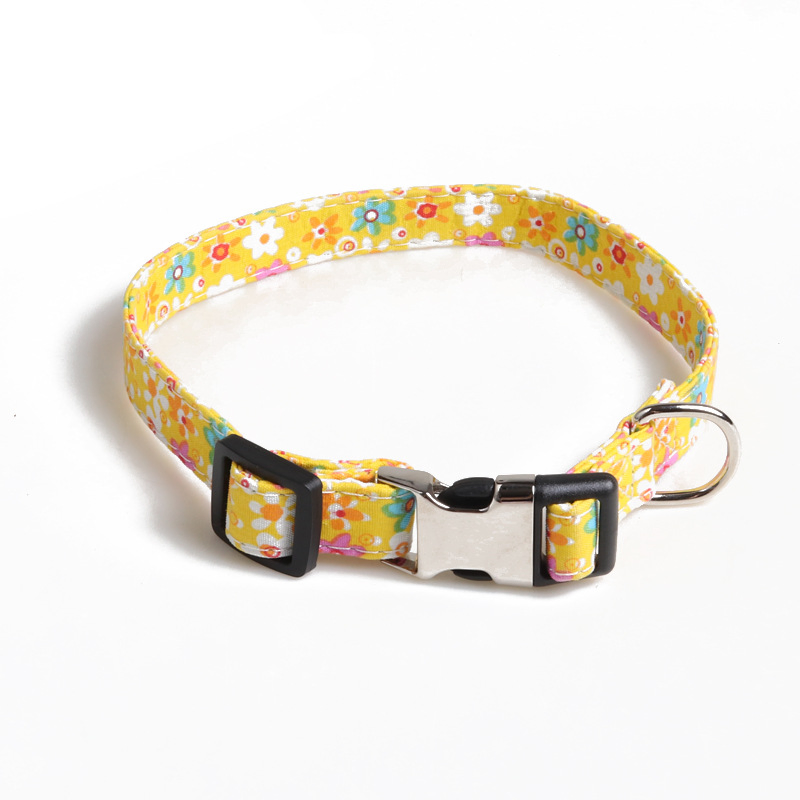 Adjustable Safety Metal Buckle Pet Collar Soft Comfortable Nylon Dog Collars Flower Pattern Pet Collar for Small Cats and Dogs