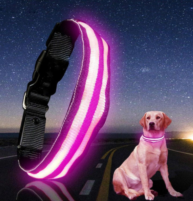 Rechargeable LED Flashing Waterproof Adjustable Night Safety Dog Pets Collars
