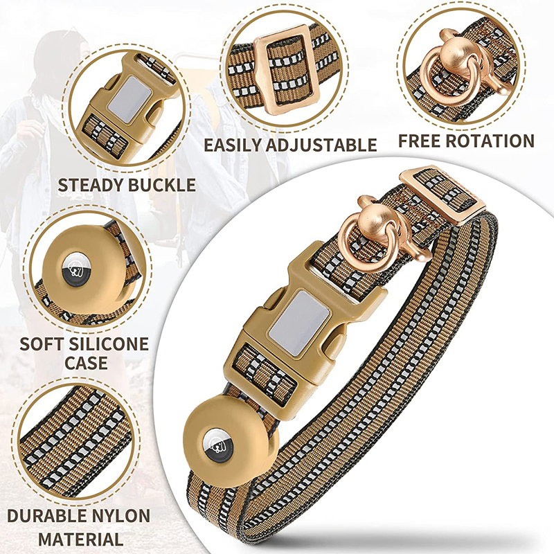 Wholesale Multi-Use Pet Supplies Reflective Adjustable Airtag Dog Collar