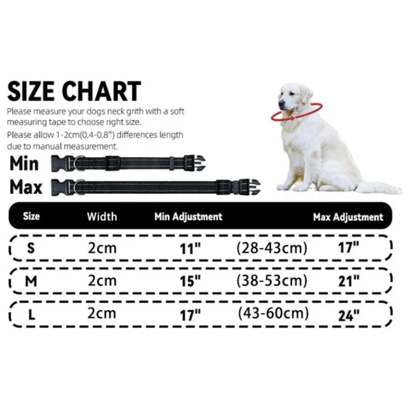 Reflective Soft Padded Pet Collars Breathable Nylon Custom Color Adjustable Safety Nylon Pet Collar Medium Large Dog Collars