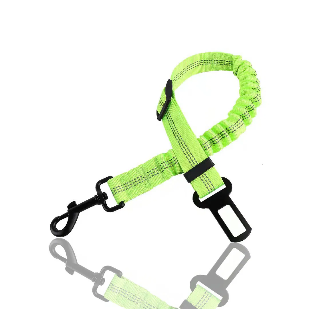 Hanyang New Nylon Reflective Retractable, Adjustable Shock Absorbing Seat Belt Pet Safety Seat Belts with Elastic Bungee Buffer and Restraint for Vehicle