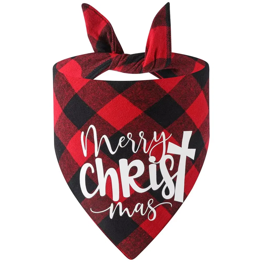 Customized Dog Plaid Christmas Scarves Printed Pets Bandanas Scarf Triangle Cat Neck Ornament Holiday Clothing