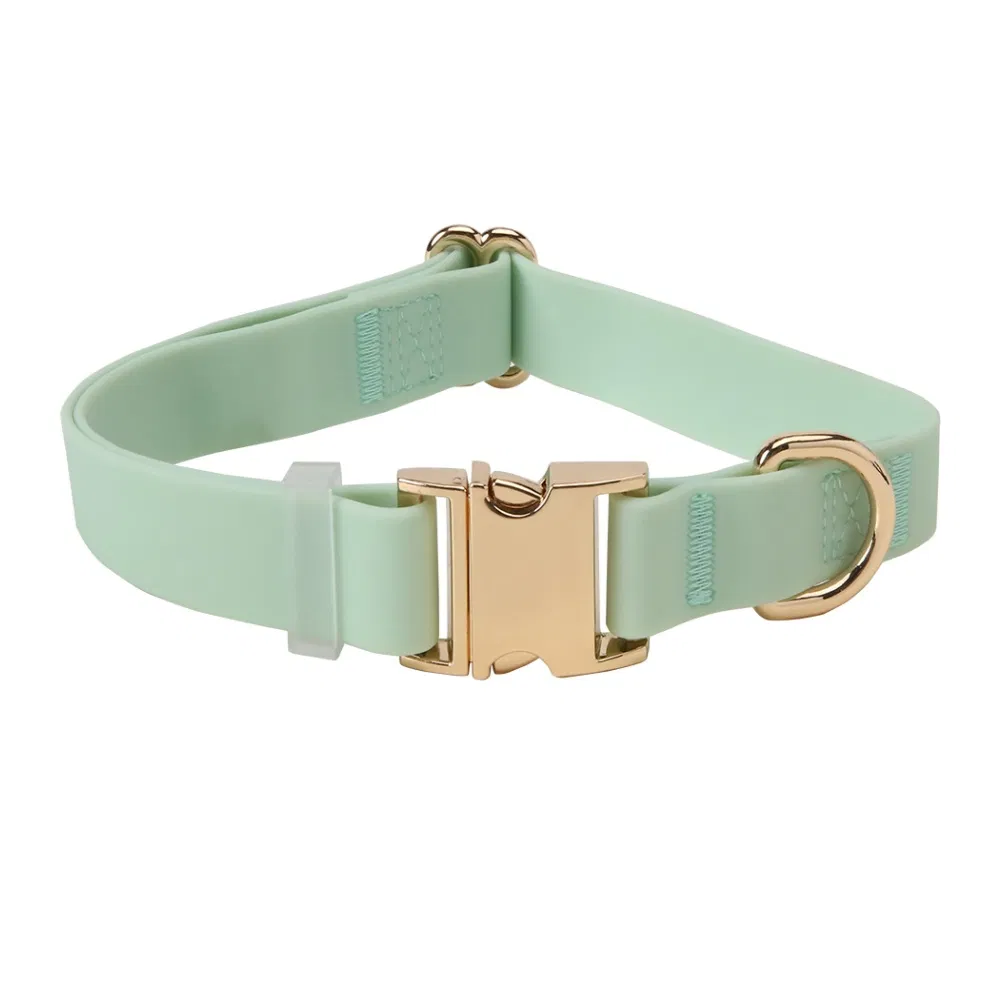 Waterproof Pet Collar Custom Pet Product PVC Coated Webbing Gold Metal Buckle Adjustable Walking Training Hunting Silicone Dog Collar