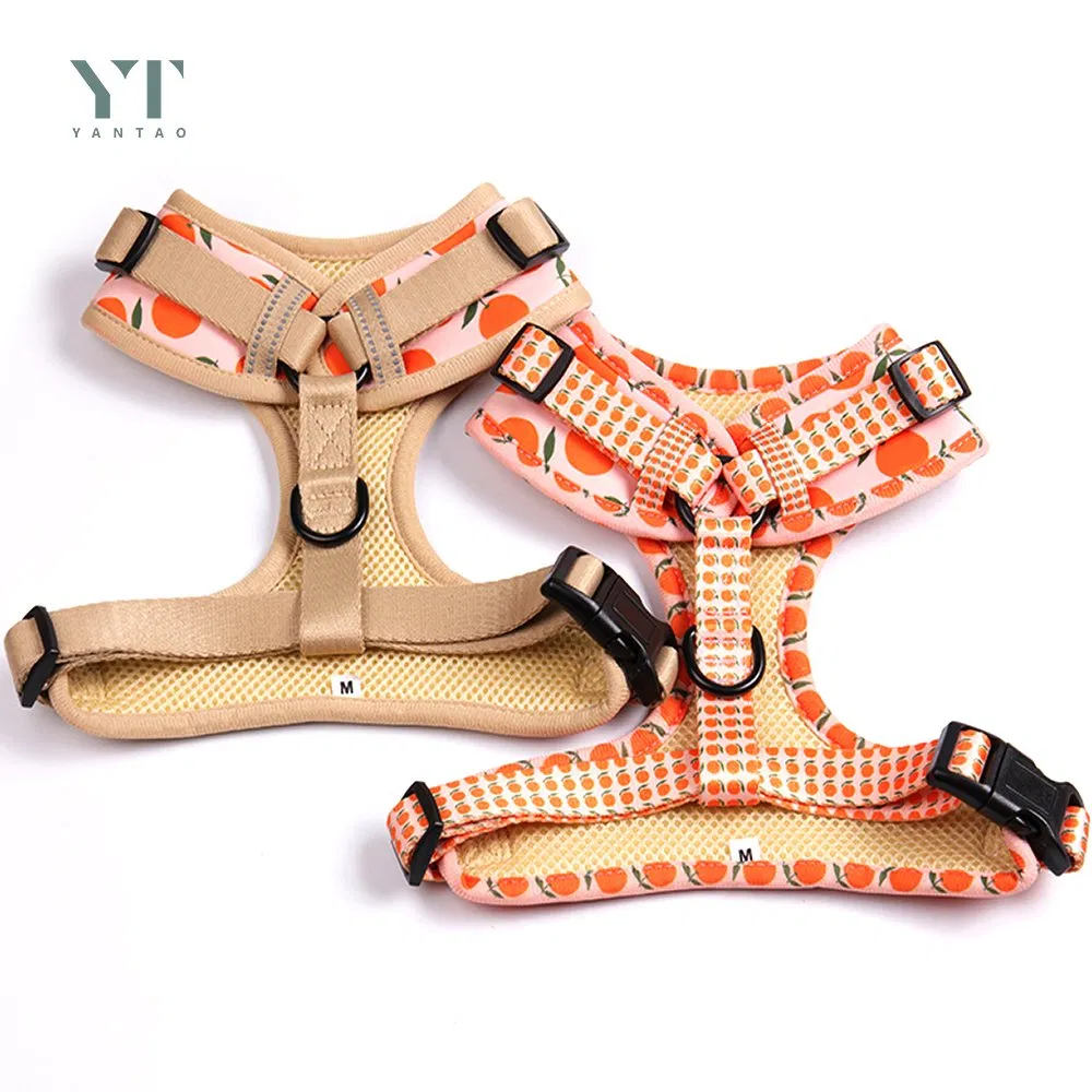 Designer Custom Fashion Eco Friendly Soft Comfortable Neoprene Fruits Print Backpack Adjustable Pet Dog Harness for Dogs