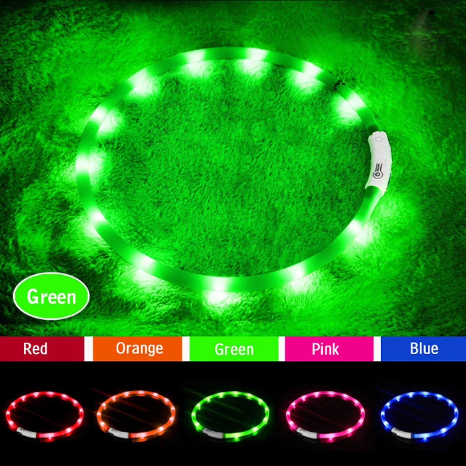 LED Glow Dog Collar USB Rechargeable Light up Collar Improved Pet Safety &Visibility at Night