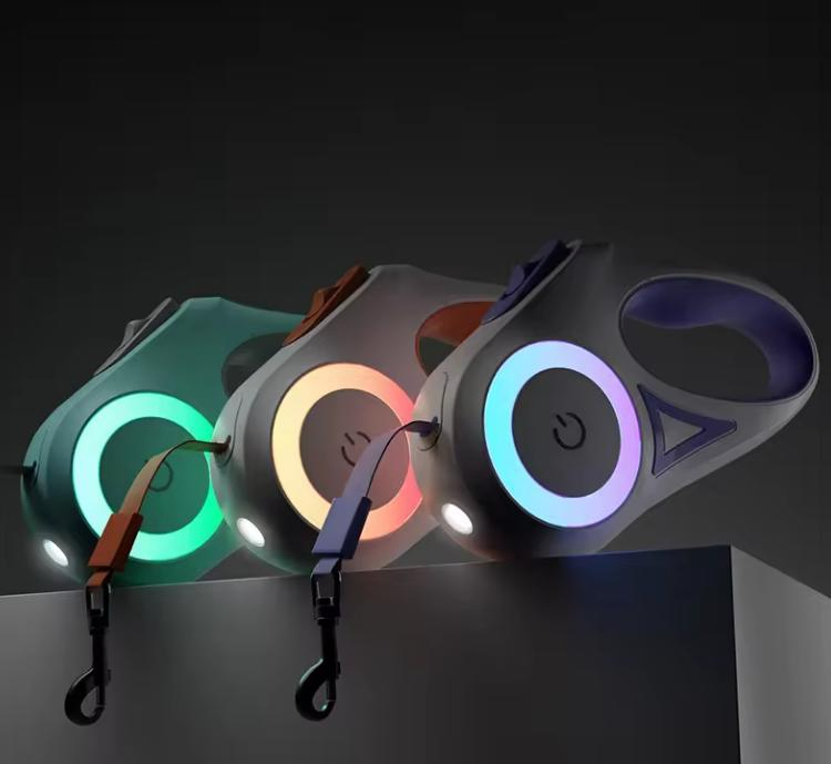 USB Chargeable 5m Retractable Pet Dog Leash with LED