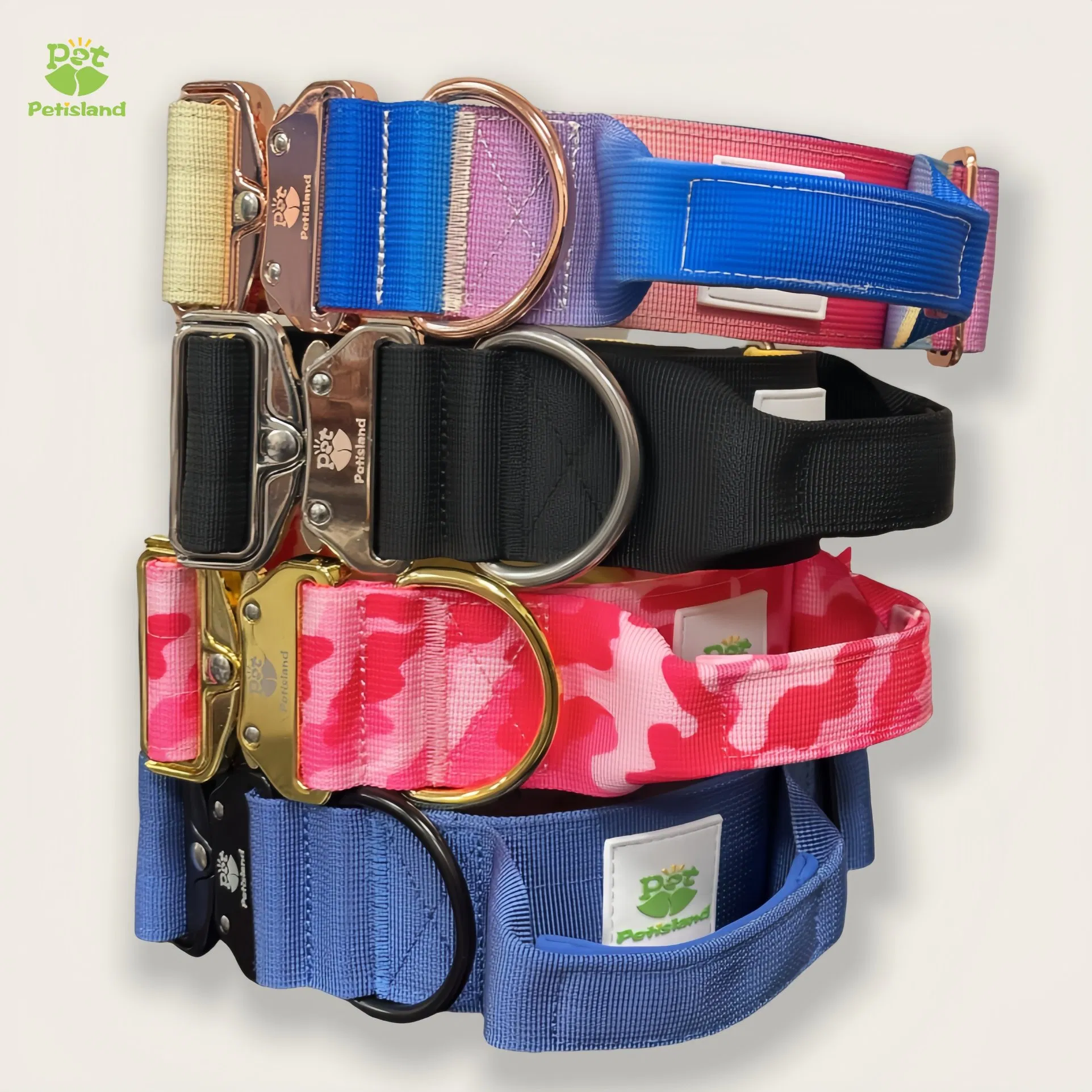 Petisland Wholesale Custom Tactical Dog Collar with Handle Durable Adjustable Hunting Style Pet Collar Comfortable Neoprene Lining for Large Dogs