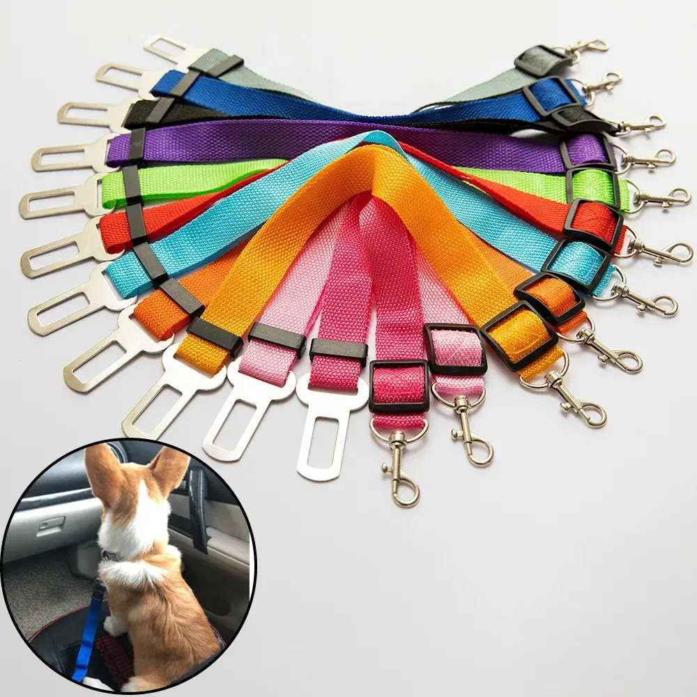Adjustable Pet Cat Dog Car Seat Belt Pet Seat Vehicle Dog Harness Lead Clip Safety Lever Traction Dog Collars Dog Accessoires
