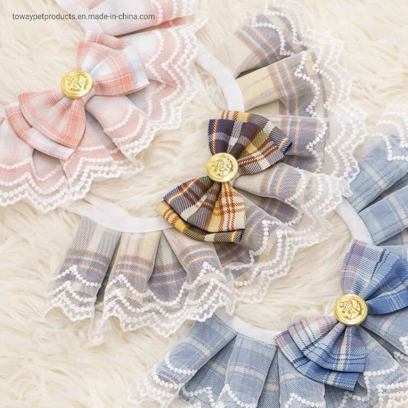 Trendy Pet Lace Collar Neck Accessories Dog Bowknot Pearl Bandanas