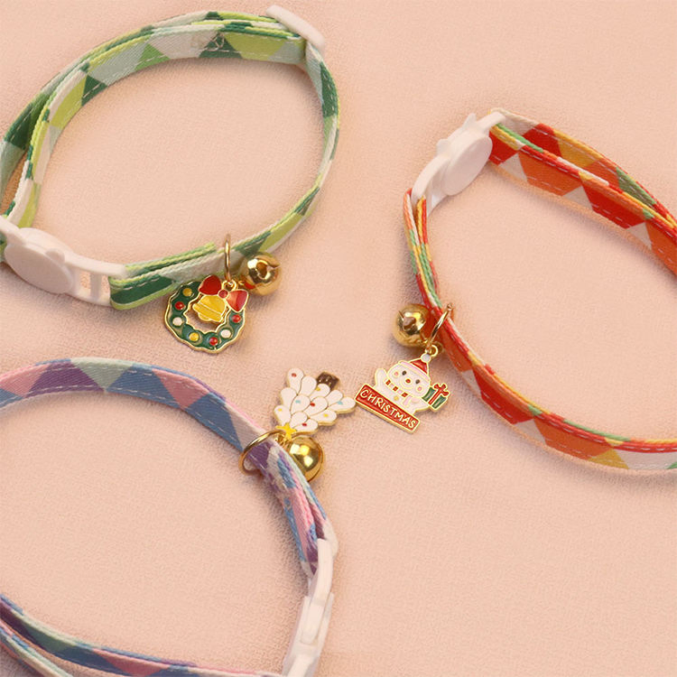 Christmas Safety Collar Break Away Release Adjustable Pet Collar Festive Cartoon Pattern Gift for Cats Dogs