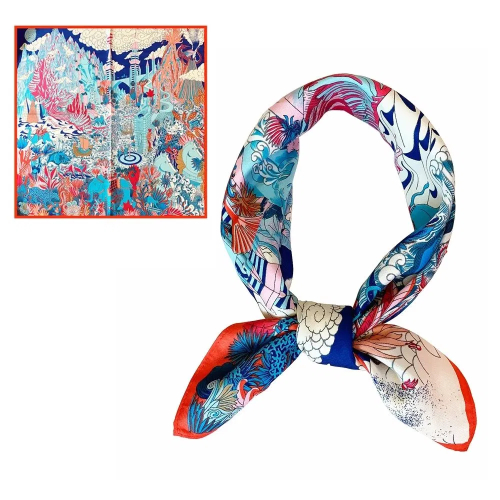 Custom Women Square Satin Scarf 55*55 Cm Neck Hair Customized Silk Scarves