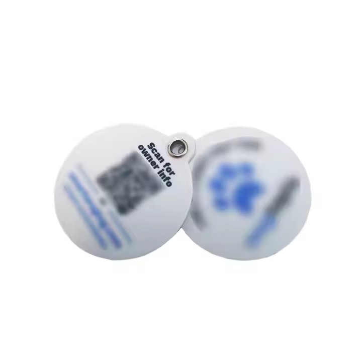Custom Logo 134.2kHz Bone Round Logo Tag Fdx-B Qr Code Pet ID Animal Collar Tags Pet Dog Name Tag