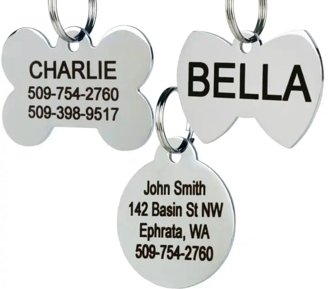 Custom Metal Stainless Steel Blanks Dog Pet Name ID Tags Custom