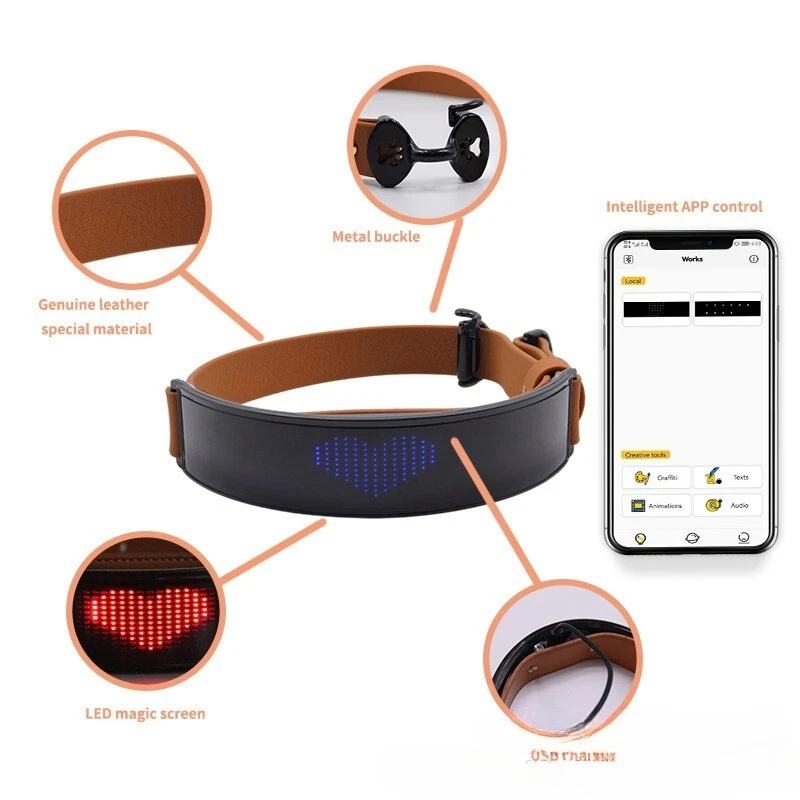 LED Display Dog Collar Customize What It Says Pawglow LED Pet Safety Light