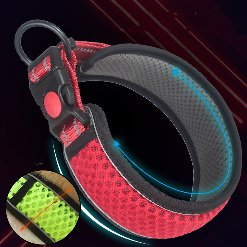 Outdoor Activities Pet Accessories Honeycomb Breathable Mesh Dog Collar Adjustable Pet Collar