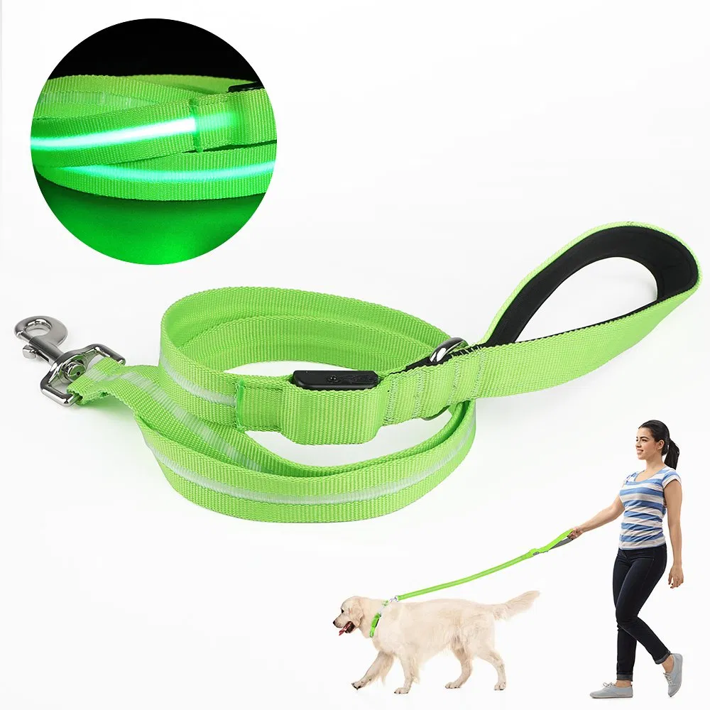 Factory Wholesale LED Light up Pet Accessories Leash Flashing Dog Rope Leash Rechargeable Adjustable Luminous Dog Leash