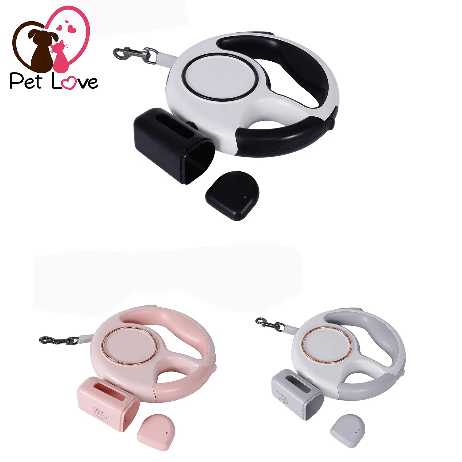 Pet Leash with LED Light and Waste Bag Holder
