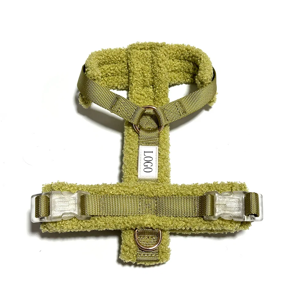 Custom Luxury New Fashionable No Pull Easy Walk Adjustable Lightweight Comfort Soft Teddy Plush Pet Dog Harness with Name