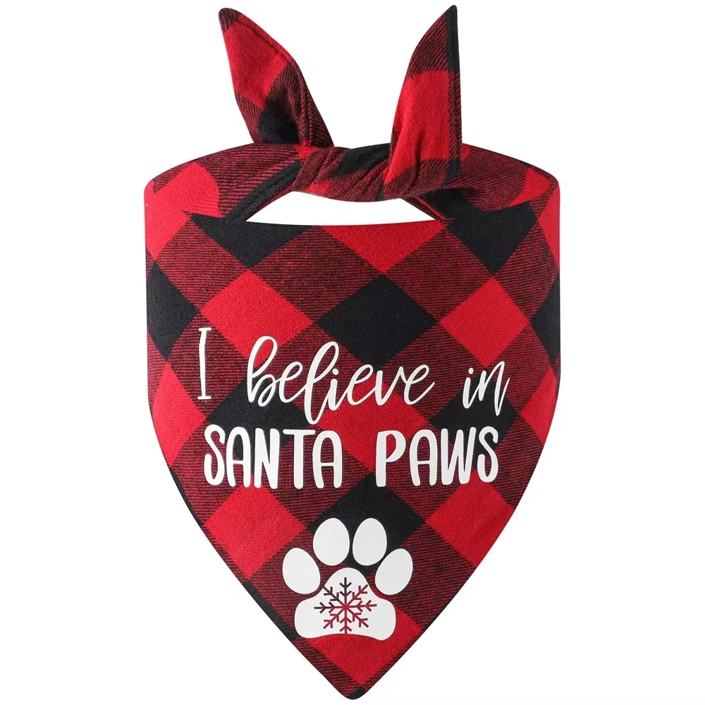 Customized Dog Plaid Christmas Scarves Printed Pets Bandanas Scarf Triangle Cat Neck Ornament Holiday Clothing