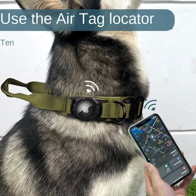 Pet Accessories Outdoor GPS Tracking Air Tag Dog Training Collars with Handle High Quality Nylon Adjustable Tactical Collar Set Pet Collar
