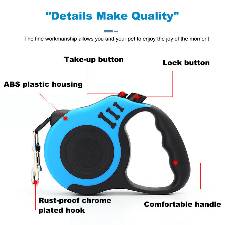Automatic Retractable Dog Leash with Customized Ribbons Solid Nylon Pet Leash