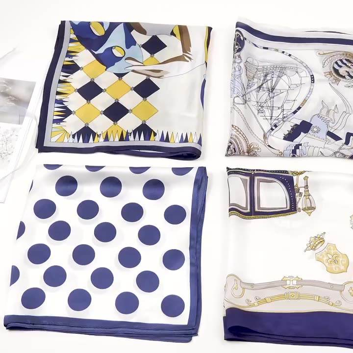 Custom Women Square Satin Scarf 55*55 Cm Neck Hair Customized Silk Scarves