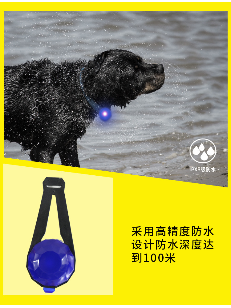 LED Clip-on Pet Dog Cat Collar Waterproof Light Wholesale