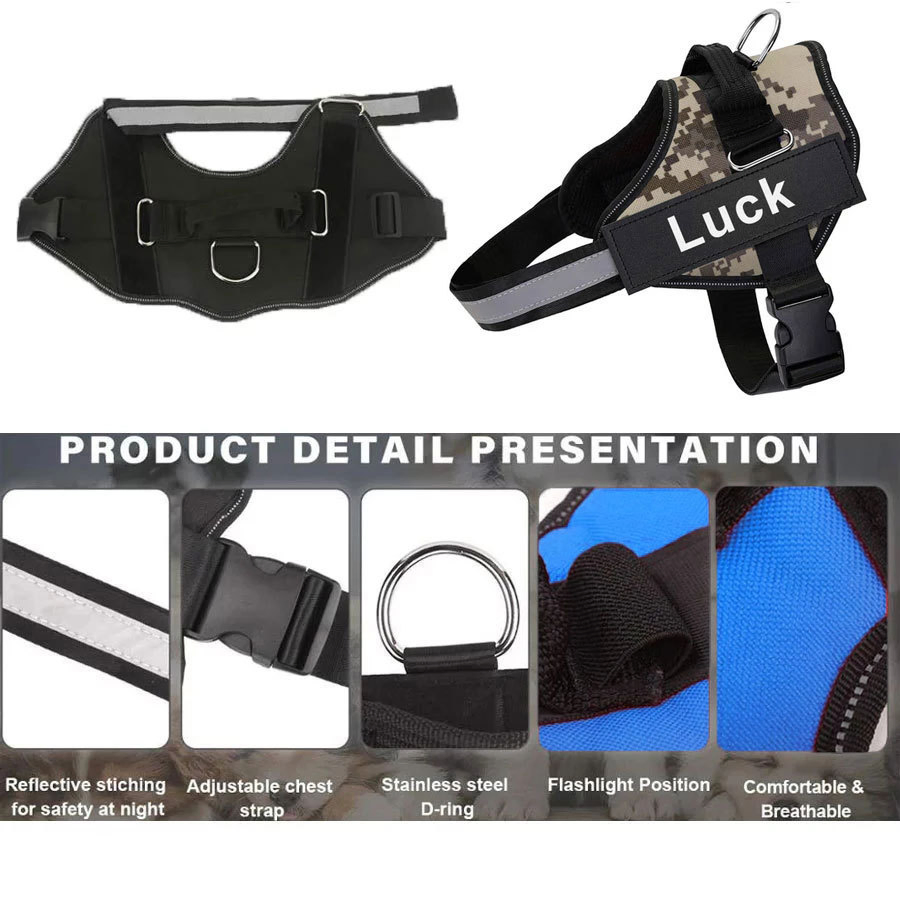 Personalized French Bulldog Harness Adjustable Pet Vest Reflective Breathable Outdoor Dog Walking Supplies Small and Large Dogs