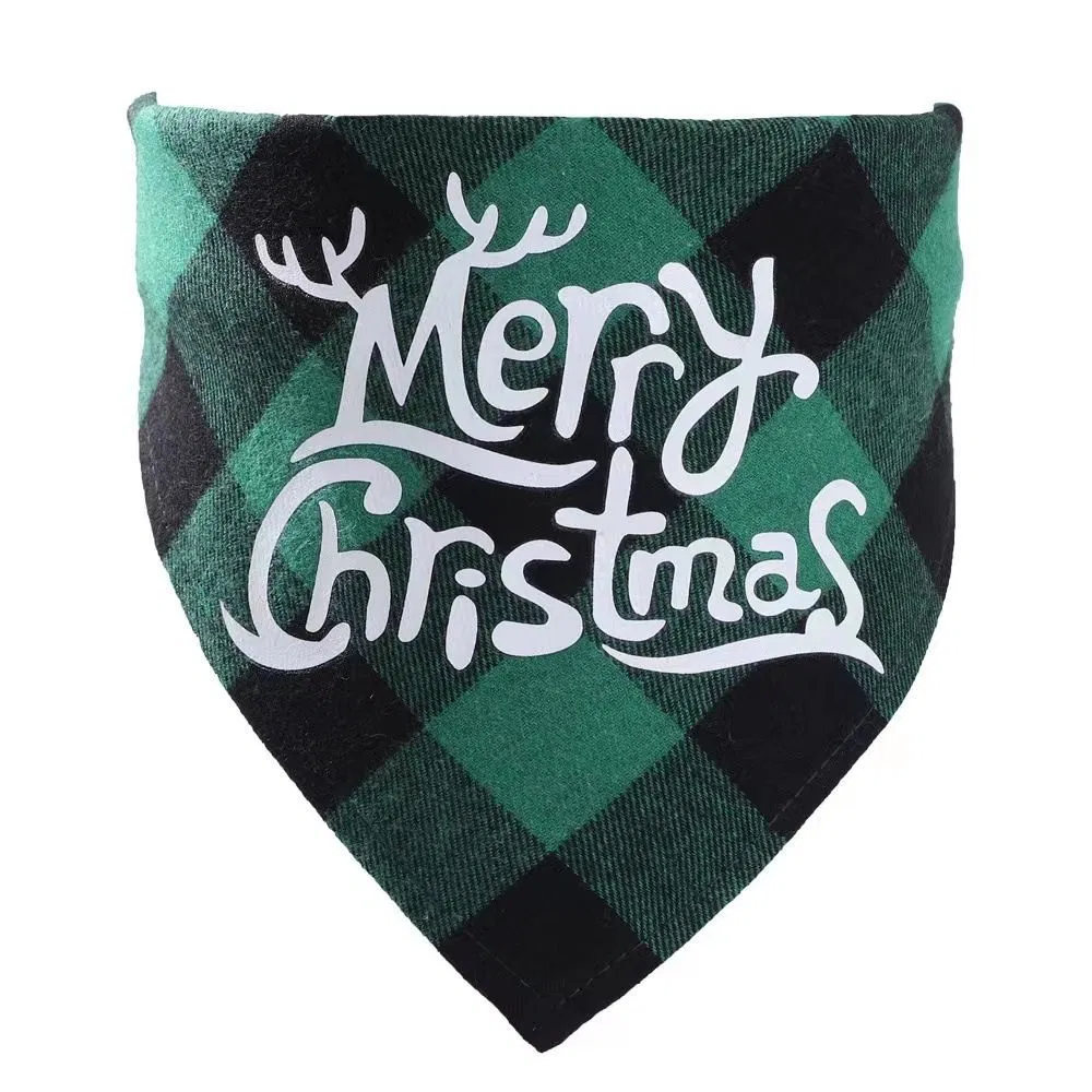 New Cotton Gingham Christmas Pet Triangular Scarf Drooling Towel Dog Scarf Cat Bib Collar Bibs