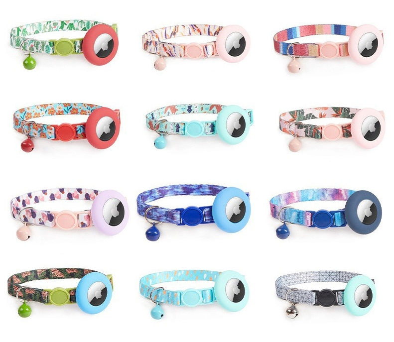 Customize Luxury Air Tag Anti-Lost Smart GPS Charms Pet Cat Dog Pet Tracking Tracker Collar &amp; Leashes Single Bell Reflective Footprint