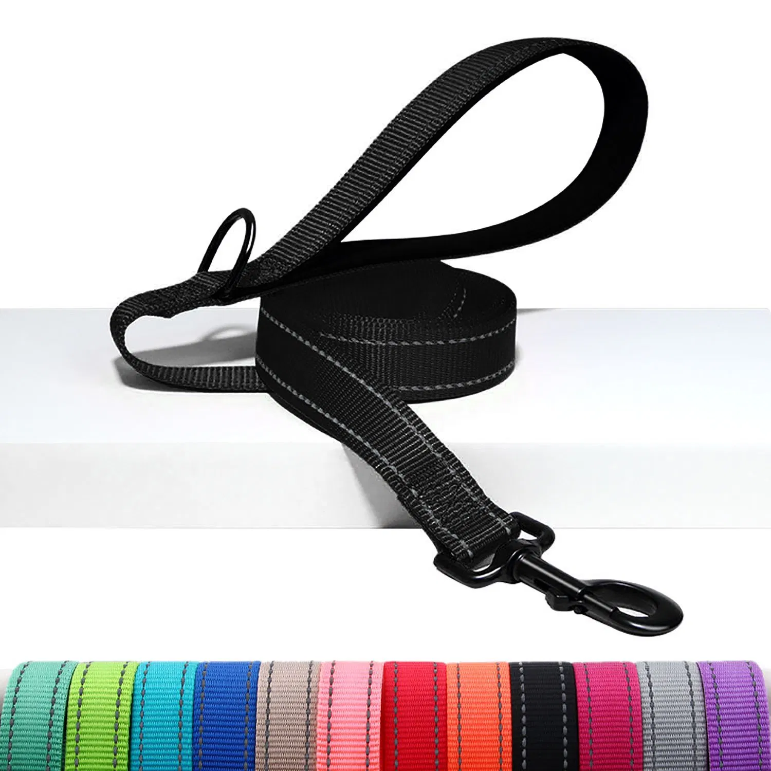 Promotion Pet Lead Heavy Duty Nylon Padded Handles Reflective Webbing Dog Leash