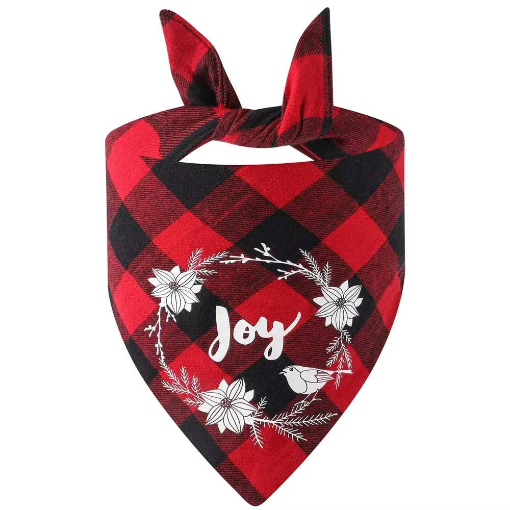 Customized Dog Plaid Christmas Scarves Printed Pets Bandanas Scarf Triangle Cat Neck Ornament Holiday Clothing