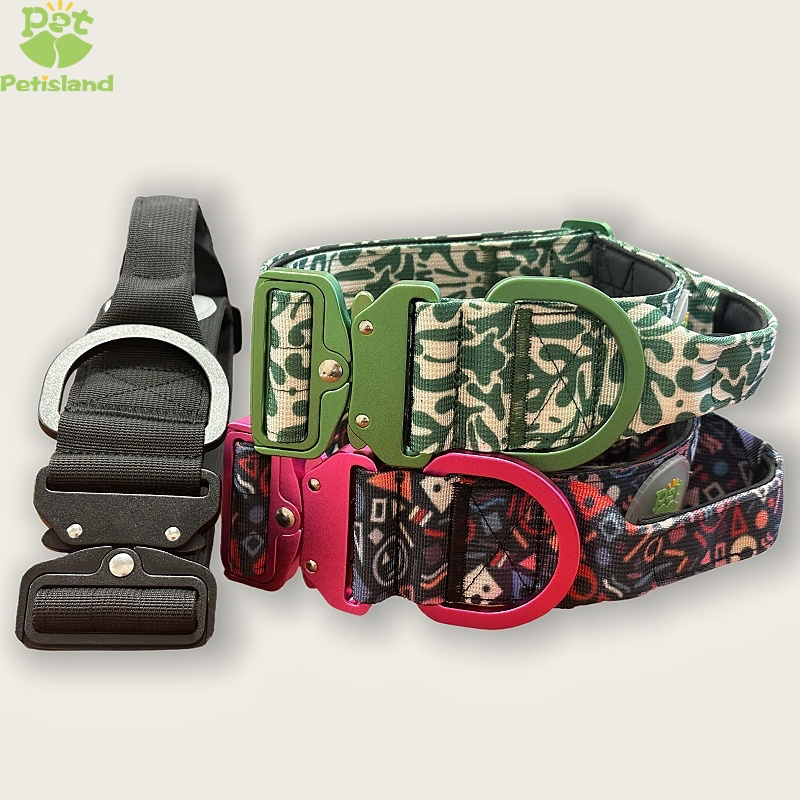 Petisland Tactical Durable Heavy Duty Training Custom Pet Dog Collar for Large Dogs-Tactical Aluminum Buckle