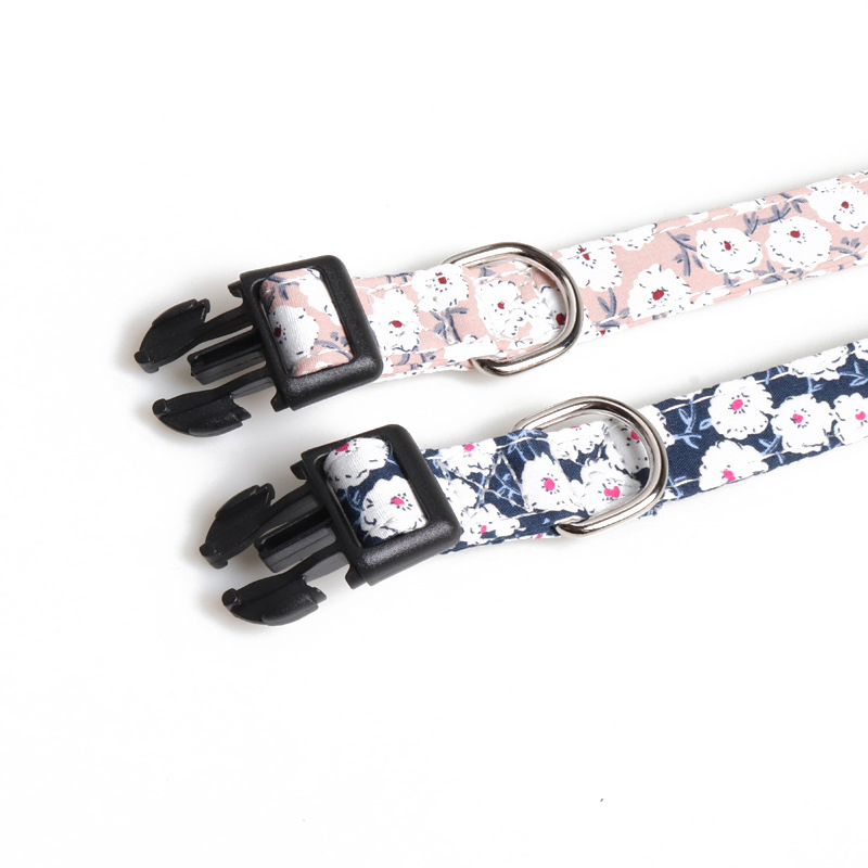 Adjustable Safety Metal Buckle Pet Collar Soft Comfortable Nylon Dog Collars Flower Pattern Pet Collar for Small Cats and Dogs
