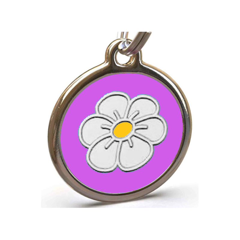 Small Chamomile Cat Pet Collar Hanging Tag Anti-Lost Information Metal Nameplate