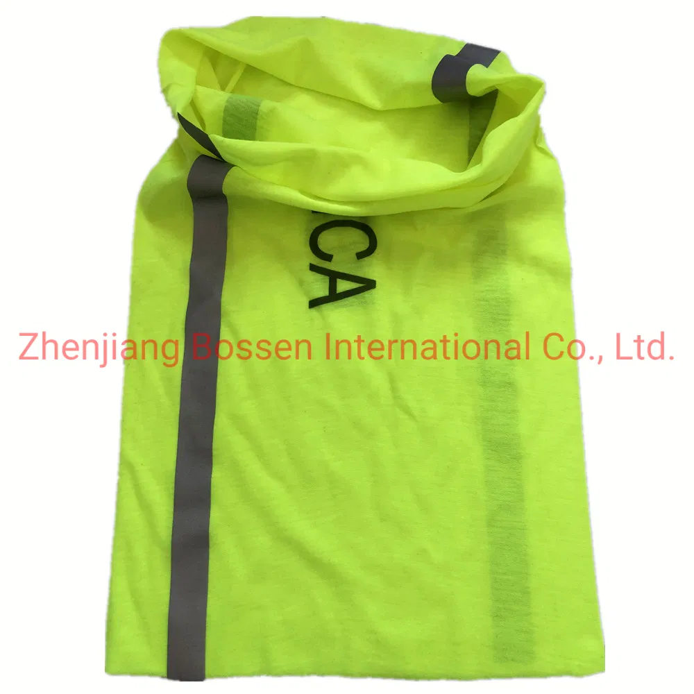 OEM Customized Black Logo Printed Hi Vis Neck Tube Gaiter Bandana Scarf