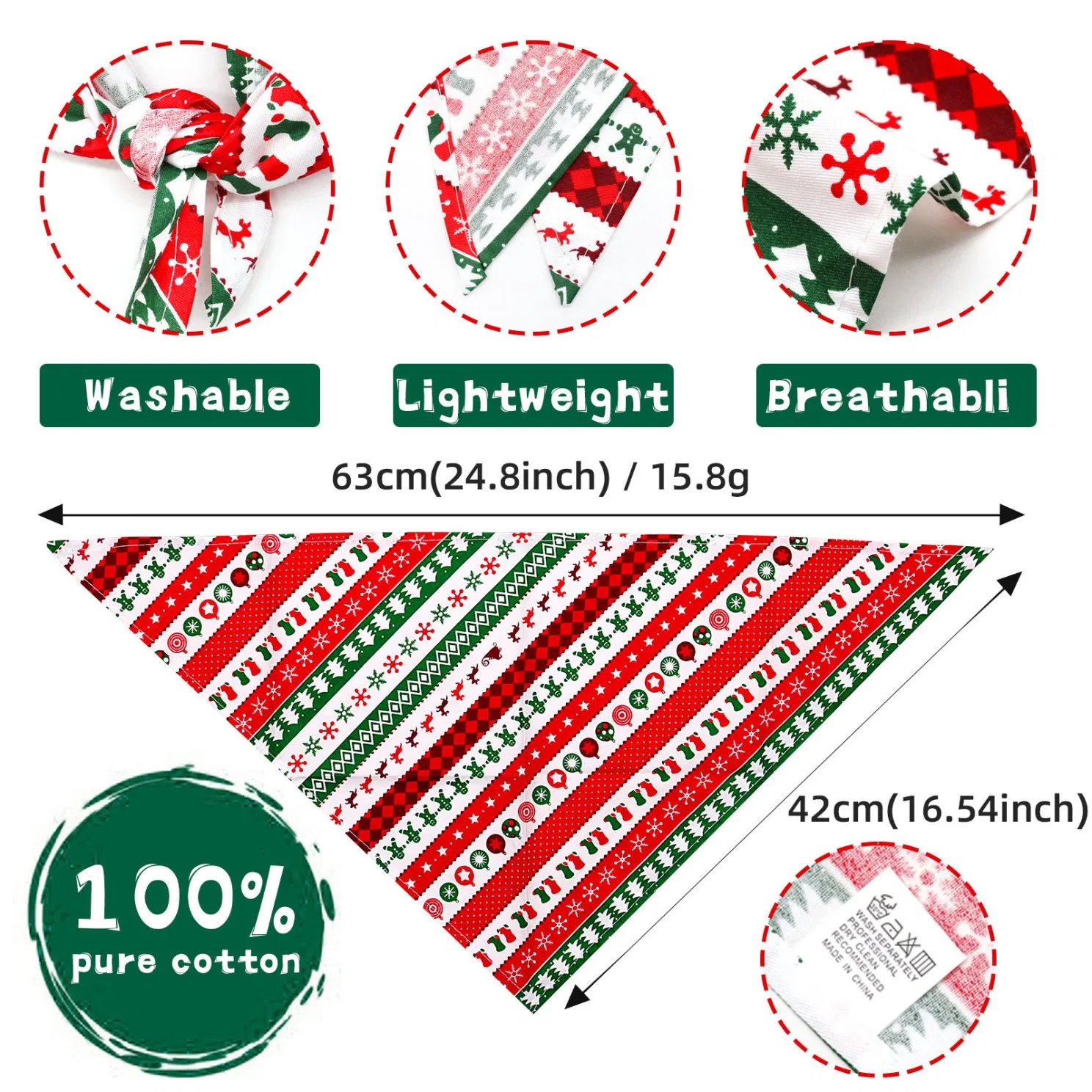 Dog Christmas Triangle Scarf Amazon Hot Sale Pet Triangle Scarf Cotton Pet Neck Scarf Factory Direct Sales