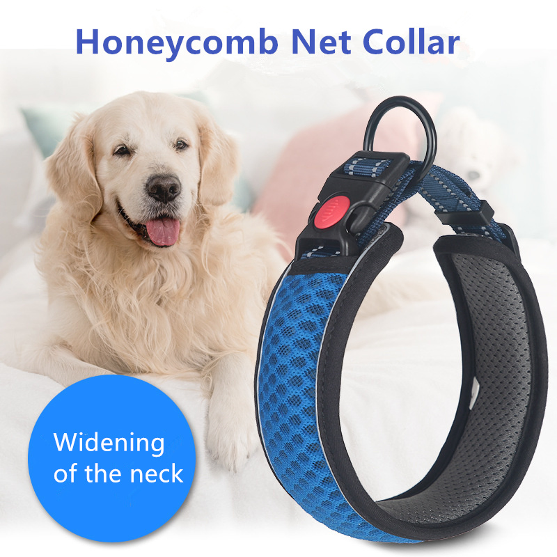 Outdoor Activities Pet Accessories Honeycomb Breathable Mesh Dog Collar Adjustable Pet Collar