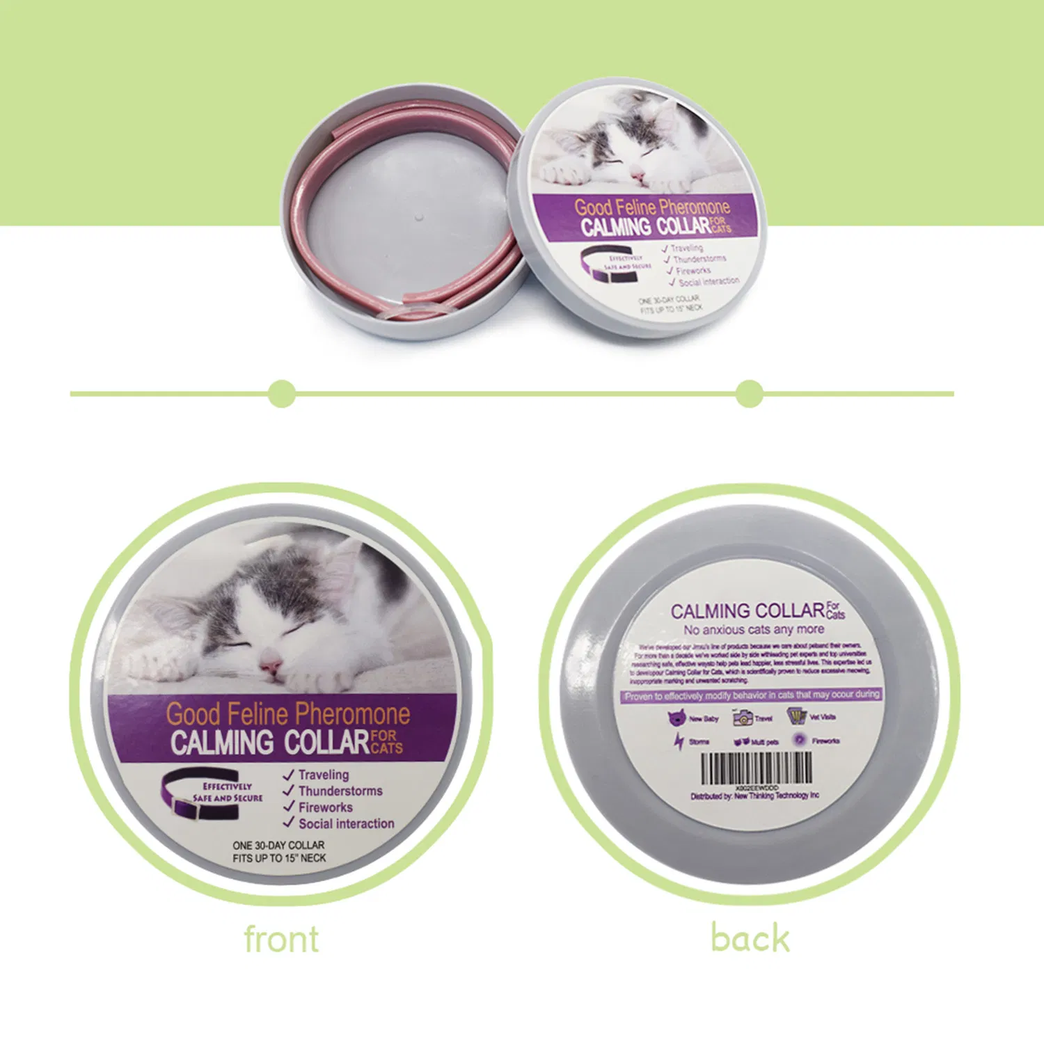 Adjustable Pheromone Calming Collars Relieves Cat Anxiety Stress Sleep Calming Aid