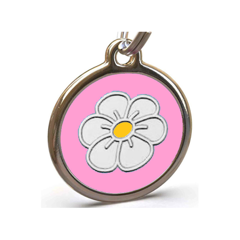 Small Chamomile Cat Pet Collar Hanging Tag Anti-Lost Information Metal Nameplate
