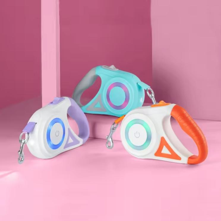 USB Chargeable 5m Retractable Pet Dog Leash with LED